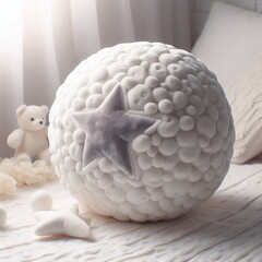 A plush toy shaped like a celestial body such as a moon or star