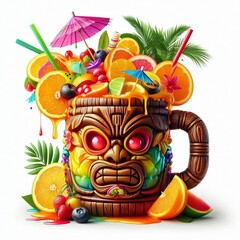Tropical Tiki Punch A vibrant punch mixing assorted tropical rum