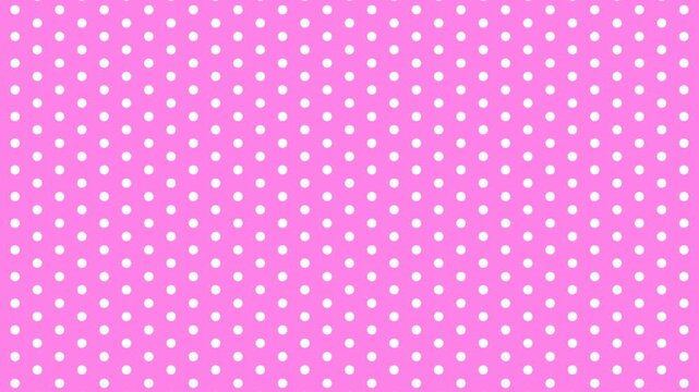 Animated white polka dots pattern on a pink background. Minimalist and seamless looping