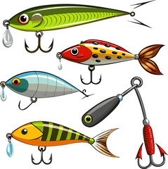   Fishing Hook and Lure Vector Set