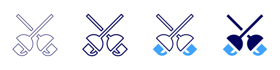 Sword review icon in 4 different styles. Thin Line, Line, Bold Line, Duotone. Duotone style. Editable stroke