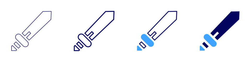 Sword sharpening icon in 4 different styles. Thin Line, Line, Bold Line, Duotone. Duotone style. Editable stroke