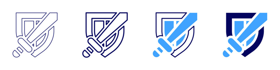 Sword slash icon in 4 different styles. Thin Line, Line, Bold Line, Duotone. Duotone style. Editable stroke