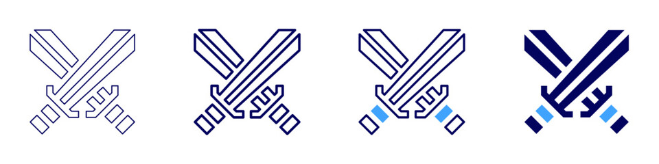 Sword sheaths icon in 4 different styles. Thin Line, Line, Bold Line, Duotone. Duotone style. Editable stroke