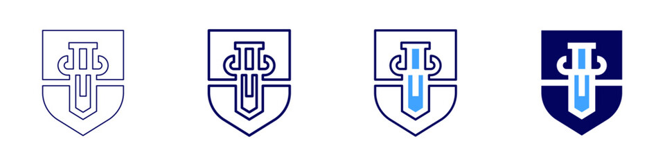 Sword strike icon in 4 different styles. Thin Line, Line, Bold Line, Duotone. Duotone style. Editable stroke