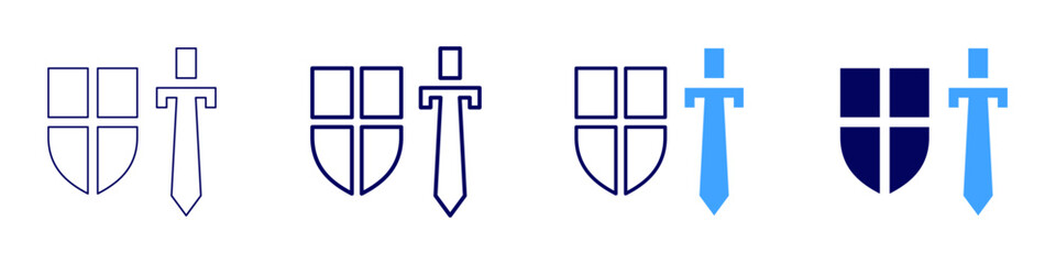 Sword technique icon in 4 different styles. Thin Line, Line, Bold Line, Duotone. Duotone style. Editable stroke