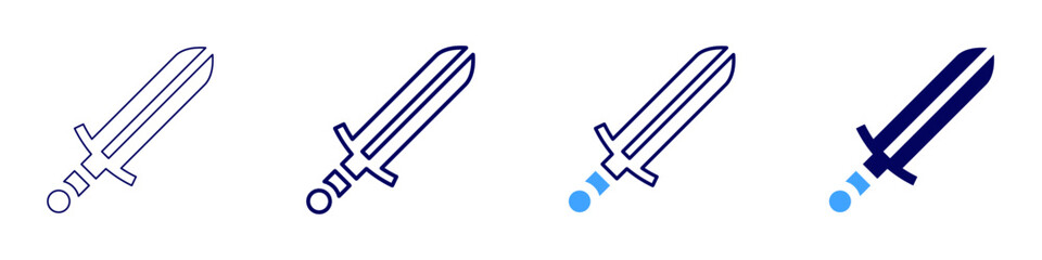Sword swing icon in 4 different styles. Thin Line, Line, Bold Line, Duotone. Duotone style. Editable stroke