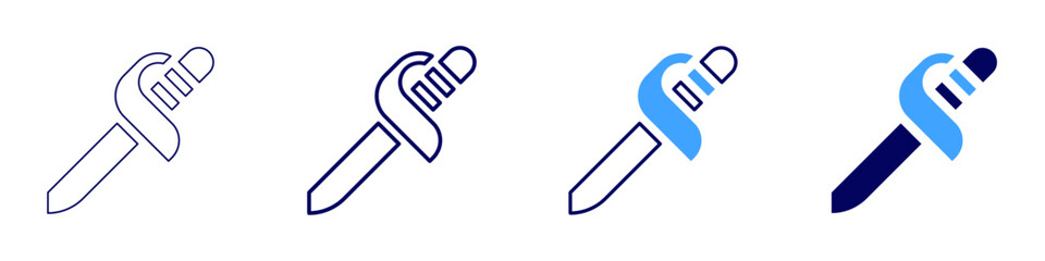 Sword tang icon in 4 different styles. Thin Line, Line, Bold Line, Duotone. Duotone style. Editable stroke