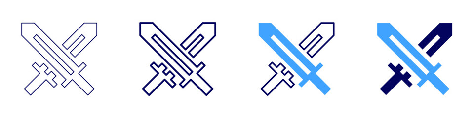 Sword terminology icon in 4 different styles. Thin Line, Line, Bold Line, Duotone. Duotone style. Editable stroke
