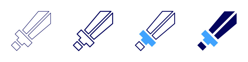 Sword tierlist icon in 4 different styles. Thin Line, Line, Bold Line, Duotone. Duotone style. Editable stroke