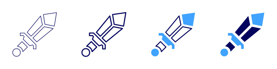 Sword tradition icon in 4 different styles. Thin Line, Line, Bold Line, Duotone. Duotone style. Editable stroke