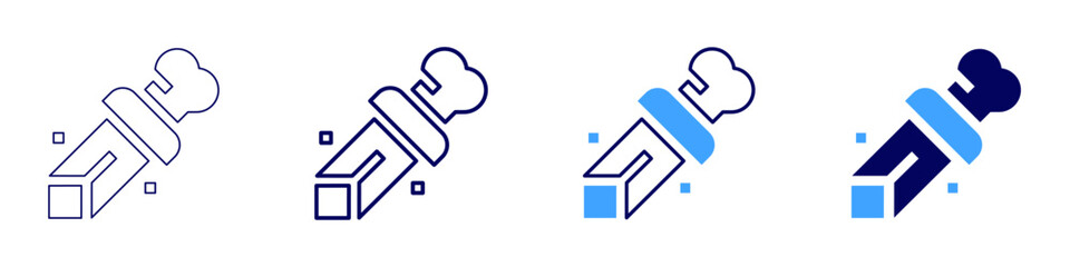 Sword villain icon in 4 different styles. Thin Line, Line, Bold Line, Duotone. Duotone style. Editable stroke