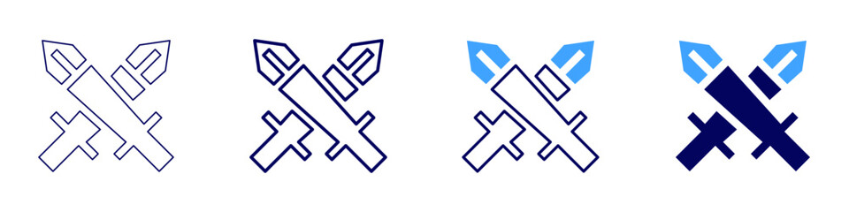 Sword workshop icon in 4 different styles. Thin Line, Line, Bold Line, Duotone. Duotone style. Editable stroke