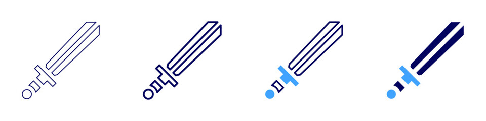 Sword wielder icon in 4 different styles. Thin Line, Line, Bold Line, Duotone. Duotone style. Editable stroke