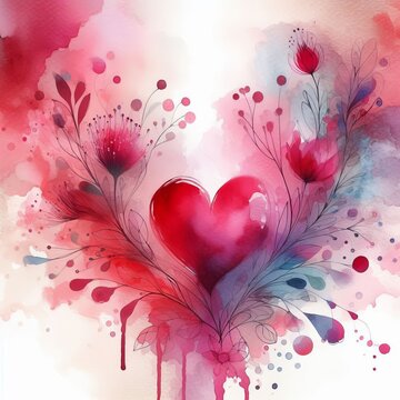 Watercolor Wash Abstract watercolor canvas where crimson and fuc
