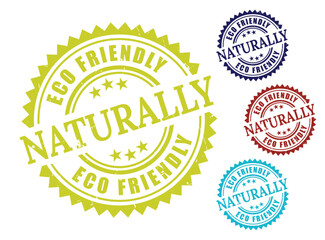 Naturally Eco-Friendly Label Pack, Grunge Style Clean Living Vector Stamps  