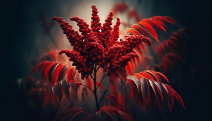 Sumac s Fiery Spikes Bright red flame like clusters of sumac ber
