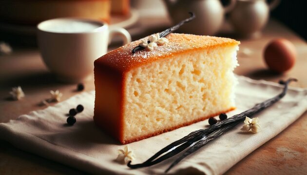 Vanilla Bean Slice A single perfectly baked slice of vanilla bea