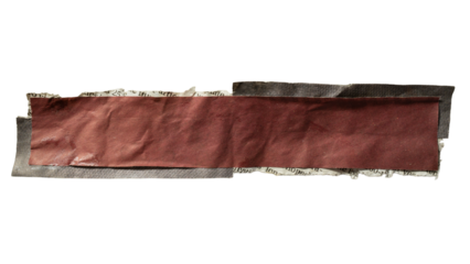 Red rectangular text box background with halftone texture created from a torn newspaper