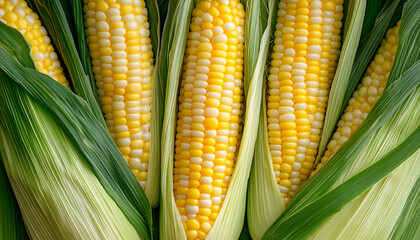 Juicy and fresh corn on the cob ready to eat