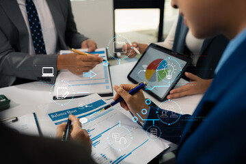 Digital transformation technology strategy, Person using laptop, tablet and smartphone with of things. transformation of ideas and the adoption.