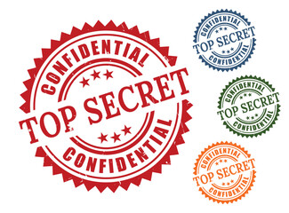 Top Secret Confidential Label Pack, Grunge Style Government File Vector Stamps  