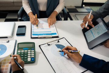 Business team working and update tasks with milestones progress planning and professional investor...