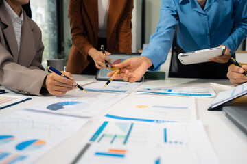 Business team working and update tasks with milestones progress planning and professional investor...