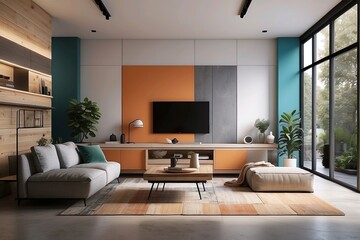 Modern Living Room with Floor-to-Ceiling Windows