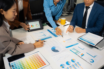 Business team working and update tasks with milestones progress planning and professional investor...