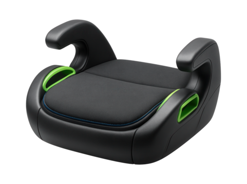 Harness booster seat with integrated belt guides for school-age children