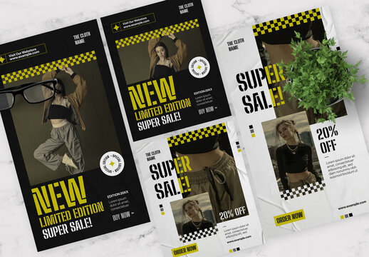 Yellow And Black Fashion Social Media Post And Story