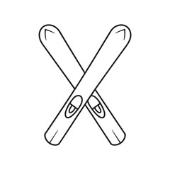 Obraz premium Simple black and white ski illustration crossed skis, winter sports symbol. Hand drawn vector illustration