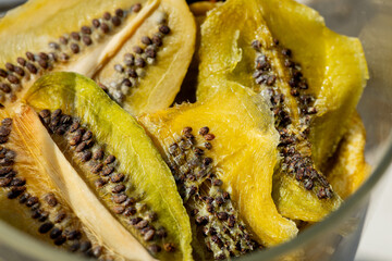 Minimalist composition of dried peaches