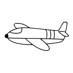 Airplane Side View Simple Line Art Vector