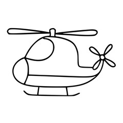 Helicopter Line Drawing Minimal Flying Transport Icon