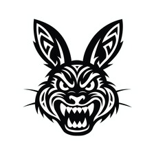 Obraz premium Rabbit Head Mascot Vector in Bold Line Art