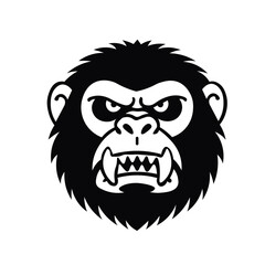 Serious Gorilla Mascot Vector Illustration in Black and White