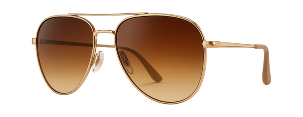 Gold-rimmed aviator sunglasses with gradient brown lenses