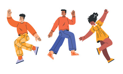Dynamic and Engaging Dance Illustrations Showcasing Diverse Friends Having Fun Together