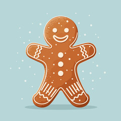 Gingerbread man cookie with icing on blue background for Halloween  