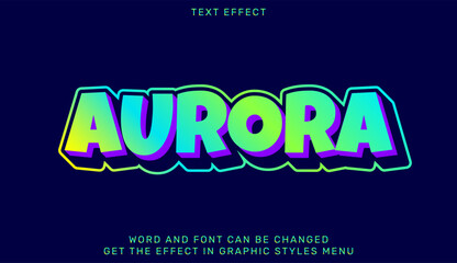 Aurora text effect in 3d design