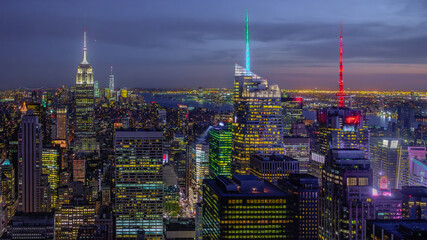 New York City Skyline at Night Lights