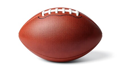 American football isolated on white, emphasizing detailed craftsmanship and design.