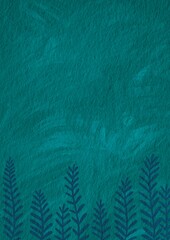 Abstract fern leaves or seaweed on green background for decoration on marine life, nautical and aquatic plant concept.