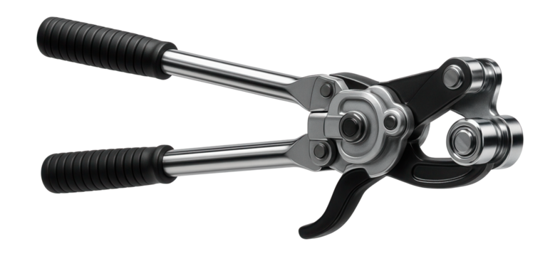 Manual tube bender featuring a ratcheting system for smooth operation in an industrial setting.