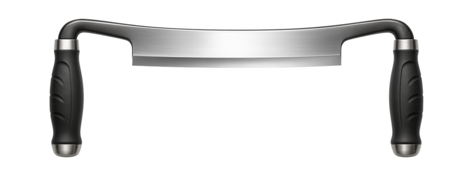 Straight drawknife with a 10-inch blade, suitable for removing bark in a woodcraft setting.