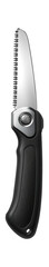 Obraz premium Folding pocket saw with a retractable blade and a safety lock for hiking trips.