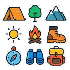 Outdoors Icons: Modern Vector Illustration Set for App & Web Design