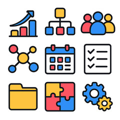 Organization Icons:  Minimalist Vector Set for Productivity & Workflow